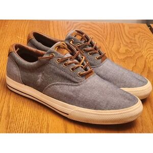 POLO Ralph Lauren Vaughn Mens 11.5D Blue Canvas Leather Sneaker Boat Shoes